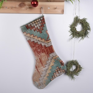 Kilim Christmas Stocking, Vintage Stocking, Handmade Christmas Stocking, Luxury Christmas Stocking, Personalized Gift, Festive Footwear