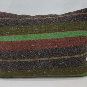 Almohadas antiguas, Fundas de almohada Kilim, Funda de almohada verde 20x28, Cojín a rayas, Cojín de meditación, Linda funda de almohada, 275
