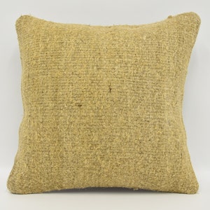 Kilim Pillow, Kilim Pillow Covers, Turkish Kilim Pillow, 16x16 Beige Pillow, Hemp Cushion, Personalized Gifts Pillow Case, 1890