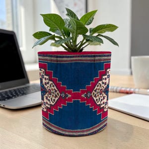 Decoración rústica para el hogar, cubierta para maceta Kilim, decoración turca bohemia para el hogar, maceta hecha a mano, cesta para plantas de interior, cubierta para maceta grande,