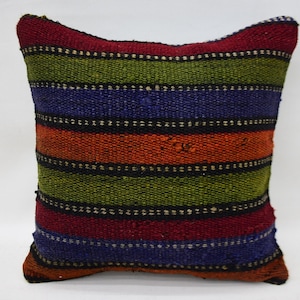 Cuscino turco, federe Kilim, federe per cuscini, coperture per cuscini blu 12x12, coperture per cuscini a righe, copertura per cuscini piccoli, 617