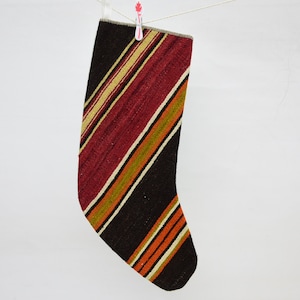 Striped Stocking, Red Stocking, Wholesale Stocking, Gift Stocking, Christmas Decor, Antique Stocking, Organic Stocking,  665