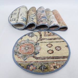 Coffee Cup Pad, Set Of Six, Kilim Supla, Beige Placemat, Rug Supla, Tribal Supla, Stylish Carpet Decor Pad, Traditional Supla,