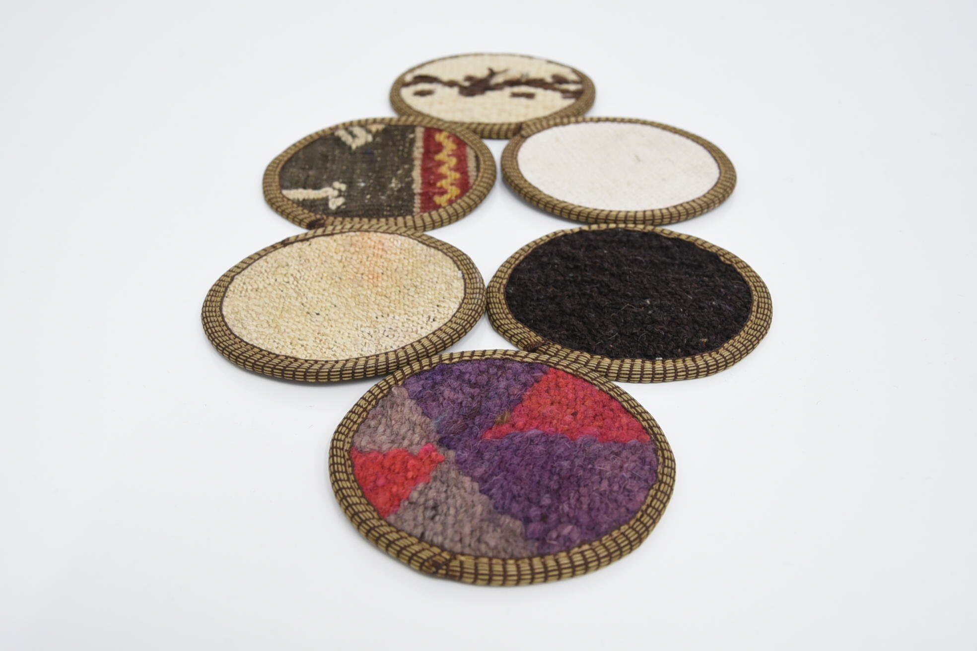 Tea Pad, Kitchen Decor, Kilim Coaster, Beige Coaster, Striped Coaster, Gift Coaster, Circle Coaster, Washable Pad, Unique Coaster,