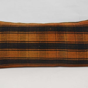 Kilim Pillow Cover, Kilim Pillow Covers, Kilim Pillows, 12x24 Orange Cushion, Striped Cushion, One Of A Kind Pillow Case, 261