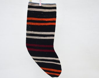 Stocking Decor, Gift Stocking, Striped Stocking, Orange Stocking, Decorative Stocking, Ethnic Stocking, Wholesale Stocking,  960