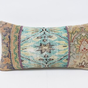 Antique Pillows, Kilim Pillow Cover, Turkish Pillow, 12x24 Green Pillow, Rug Pillow, Custom Body Pillow, Ottoman Pillow Covers, 1662