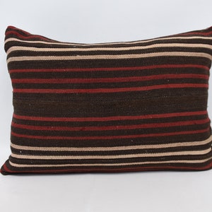 Kilim Pillow Covers, Body Pillow, 20x28 Brown Pillow, Striped Pillow, Outdoor Pillow Covers, Handwoven Pillow Cover, Art Cushion Case, 487