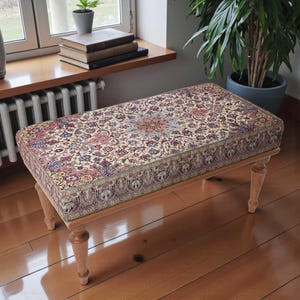 Blommönsterbänk, marockansk bänk, rustika möbler, klädd bänk, hallbänk, bondgårdsbänk, pianobänk,