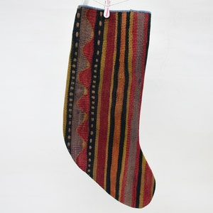 Patterned Stocking, Red Stocking, Rustic Stocking, Wholesale Stocking, Woven Stocking, Organic Stocking, Best Kilim Stocking,  974