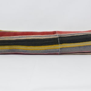 Throw Pillow Covers, Turkish Pillow, Home Decor Pillow, 12x48 Red Pillow Case, Striped Pillow Case, Rug Pillow Cover, Wool Cushion, 201