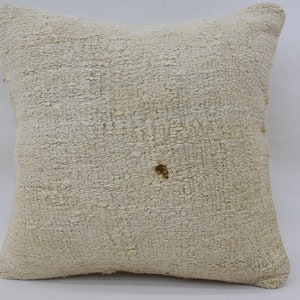 Pillow Covers, Kilim Pillows, Turkish Pillow, 16x16 White Cushion Case, Hemp Pillow Cover, Custom Gift Pillow Cover, Patio Cushion, 1382