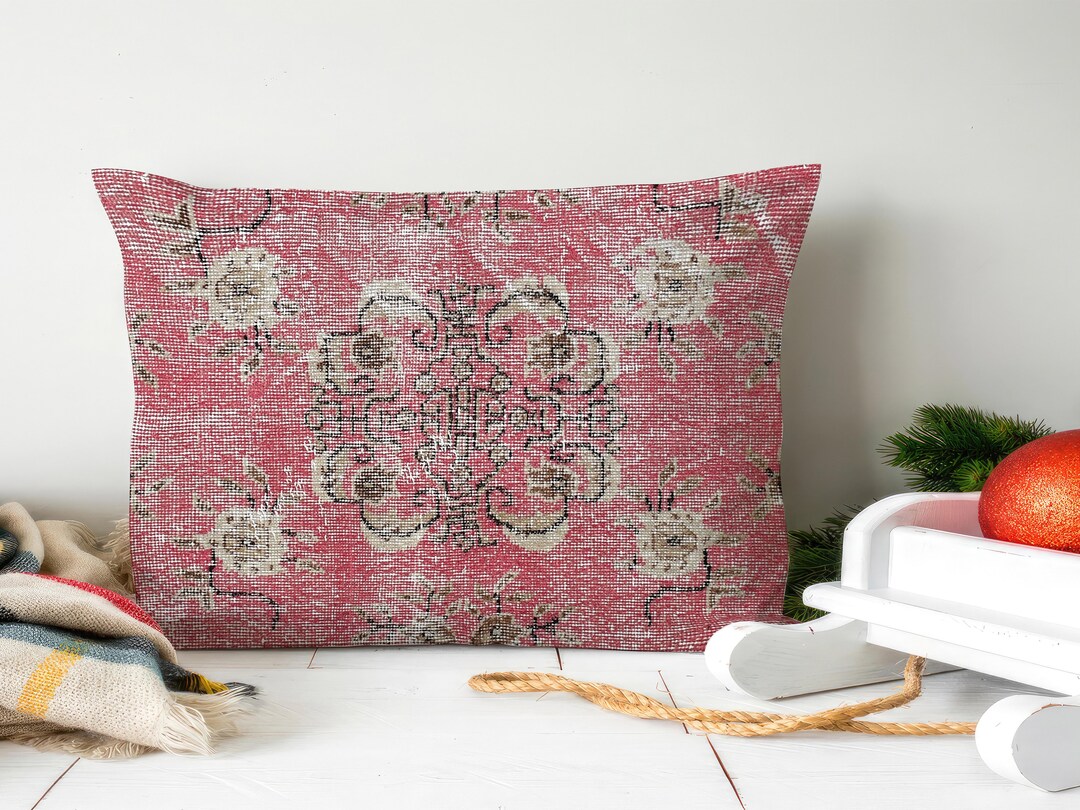 Vintage Cushion, Turkish Rugs, Handmade Rug Seat, Personalized Gift