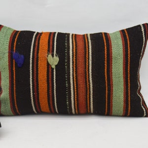 Almohadas Kilim, almohada de decoración del hogar, fundas de almohada Kilim, funda de cojín marrón 12x20, funda de almohada a rayas, fundas de almohada lindas, 145