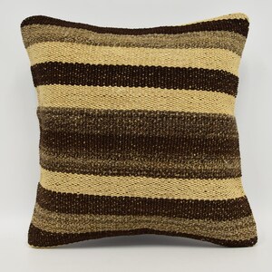 Fodere per cuscini, cuscini Kilim, cuscino per la casa, cuscino marrone 12x12, federa a righe, cuscino fatto a mano, piccolo cuscino, 1032
