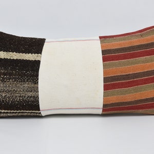 Almohada Kilim, fundas de almohada Kilim, almohada de decoración del hogar, funda de cojín blanco 12x24, funda de almohada a rayas, almohada linda, cojín de silla, 1237