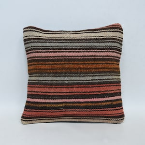 Pillow Cover, Home Decor Pillow, Kilim Pillow Cover, Turkish Kilim Pillow, 12x12 Red Case, Striped Pillow, Handwoven Case,  1692
