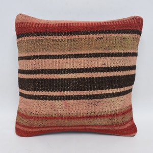 Throw Pillow Covers, Turkish Pillow, 14x14 Red Pillow Covers, Striped Pillow, Couch Cushion Case, Mens Gift Pillow Cover, 860