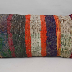 Throw Pillow Cover, Designer Pillows, Antique Pillows, 12x24 Orange Cushion Case, Striped Cushion, Valentines Day Gift Cushion, 2