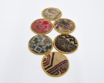 6er Set, Teekissen, Küchendekoration, rotes Kissen, Teppichkissen, natürliches Kissen, Großhandelskissen, rustikales Kissen, Kreiskissen, rutschfeste Unterlage,