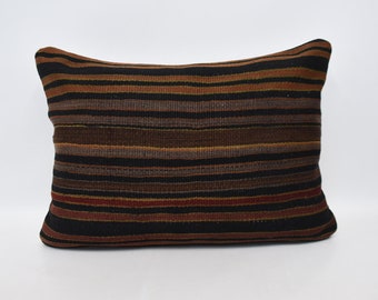 Kilim Pillows, Kilim Pillow Covers, Throw Pillow Cover, 20x28 Brown Pillow Cover, Striped Pillow Cover, Wedding Gifts Pillow, 479