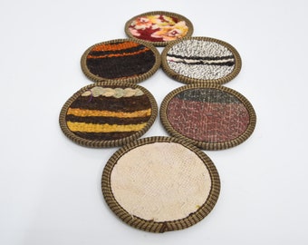 Gift For Her, Beer Coaster, Rug Coaster, White Coaster, Striped Coaster, Wholesale Coaster, Washable Coaster, Tribal Pad,