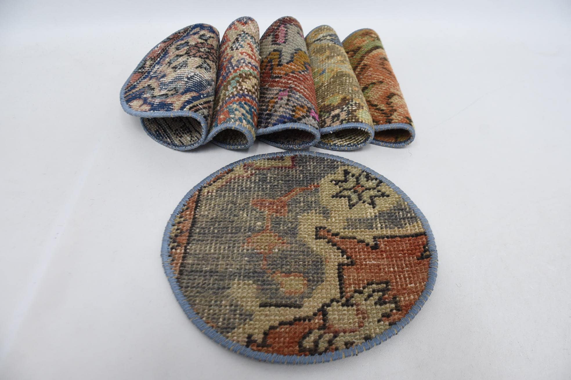 Dining Accessory, Kitchen Decor, Table, Brown Placemat, Rug Coaster, Washable Coaster, Round Placemat, Vintage Placemat,