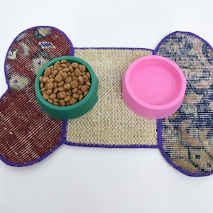 Knochen-Pad, Knochen-Pad, Futter-Pad, rote Matte, Teppich-Matte, handgefertigte Matte, Wassernapf-Matte, waschbare Matte, natürliche Matte, dekoratives Pad, 186