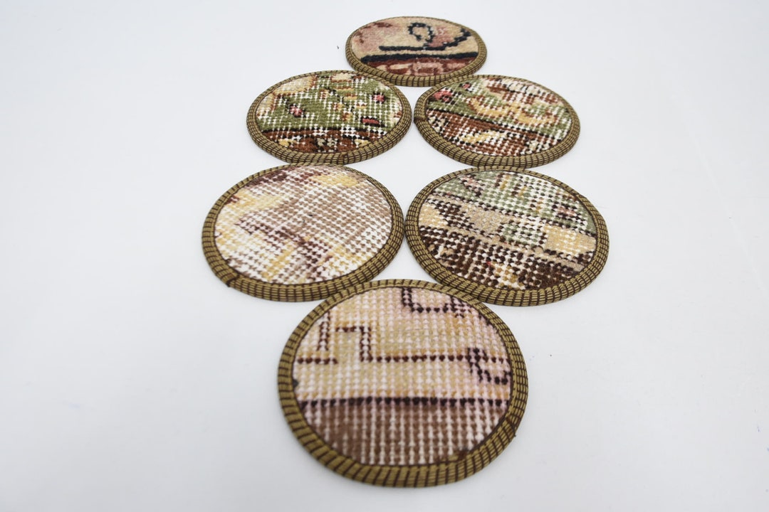 Kilim Coaster, Rug Coaster, Coffee Cup Pad, Brown Coaster, Rug Coaster ...