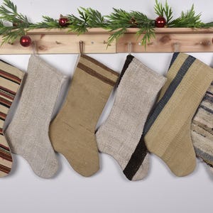 Christmas Kilim Stocking, 7x19 inches Handwoven Stocking, Vintage Stocking, Xmas Stocking, Fireplace Decor Santa Socks, Luxury Unique Socks
