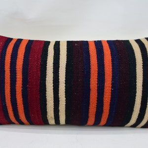Personalized Gift, Turkish Pillow, Kilim Pillows, 12x24 Orange Pillow Covers, Striped Pillow Case, Wedding Gifts Pillow Cover, 707