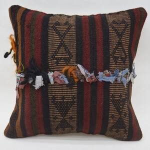 Kilim Pillow, Turkish Kilim Pillow, Throw Pillow Covers, 14x14 Red Pillow Cover, Patterned Cushion Case, Mid Century Throw Pillow Case, 89