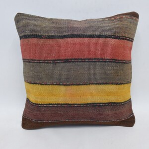 Throw Pillow Covers, Kilim Pillow Covers, Personalized Gift, 14x14 Gray Pillow, Striped Cushion, Couples Gift Pillow, Chair Cushion, 841