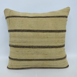 Home Decor Pillow, Kilim Pillow Cases, Turkish Kilim Pillow, 28x28 Beige Pillow Cover, Striped Cushion Case, Custom Body Pillow Case, 295