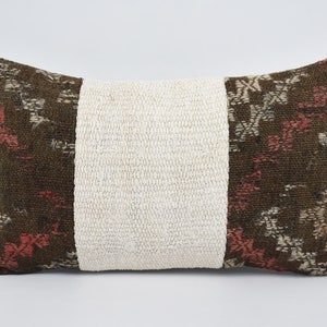 Kilim Pillow Cases, Turkish Kilim Pillow, 12x20 White Pillow, Hemp Pillow Case, Outdoor Patio Cushion, Crochet Pattern Cushion Case, 1936