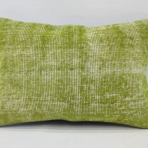 Kilim Pillow Cases, Personalized Gift, 16x24 Green Cushion, Rug Pillow Covers, Anatolian Cushion Case, Bolster Pillow Cover, 1311