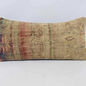 Almohadas Kilim, Almohada Corporal, Funda de Almohada Kilim, Almohada Beige 12x24, Cojín Alfombra, Funda Decorativa Bolster, Cojín Cute, 1578