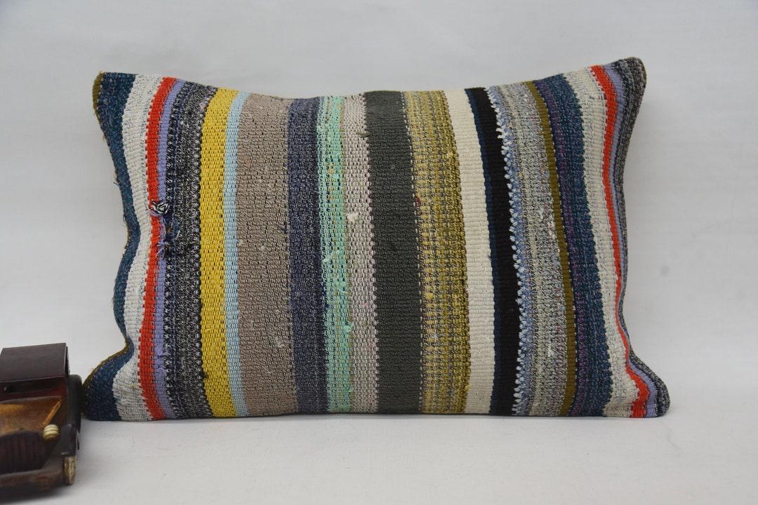 Kilim Pillow Cases, Home Decor Pillow, Turkish Pillow, 16x24 Yellow