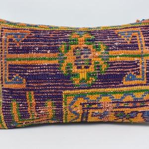 Kilim Pillow Cases, Throw Pillow, Throw Pillow Covers, 12x20 Blue Pillow Cover, Rug Pillow Covers, Garden Pillow Cover, 1884