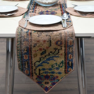 Rug Table Runner and Set Of Six Supla, Table Runner Set, Kitchen Decor, Service Rug Placemat, Dining Accesory, Rug Decoration Underplate, 12