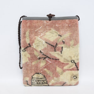 Turkish Bag, Best Gift For Her, Travel Bag 12x14 Bag, Handmade Rug Bag, Rug Bag, Vintage Bag,  Handmade Bag, Chic Bag, Beach Bag,
