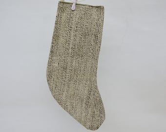 Calza Kilim vintage, calza tappeto turco, calza neutra, calza di Natale fatta a mano, decorazioni natalizie boho, calza regalo riciclata