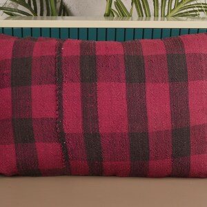 Throw Antique Pillow Cover, Red 16x24 inch Striped Cushion Case