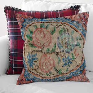 Vintage Couch Pillow, Cotton Pillow, Birthday Gift For Him, Antique Pillows, Kilim Pillow Covers, Organic Ottoman Kilim, Upcycled Pillow,