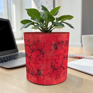 Rode Turkse tapijtplanter, oosterse plantenbak, handgemaakte geweven plantenbak, hoes grote plantpot, plantenmand op de vloer, opbergmand, woondecoratie-item