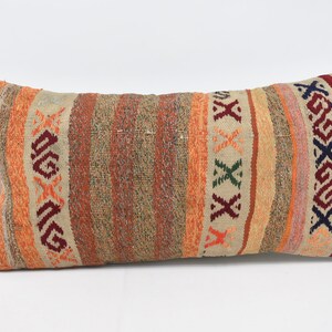 Personalized Pillow, Throw Pillow, Kilim Pillows, 12x24 Orange Cushion Case, Patterned Pillow Covers, Custom Gift Cushion, 1705