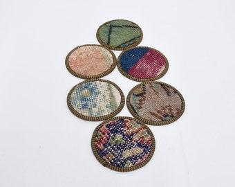 Tea Pad, Set Of Six, Glass Pad, Blue Pad, Rug Pad, Washable Pad, Housewarming Gift Coaster, Circle Pad, Best Rug Pad, Handmade Pad,