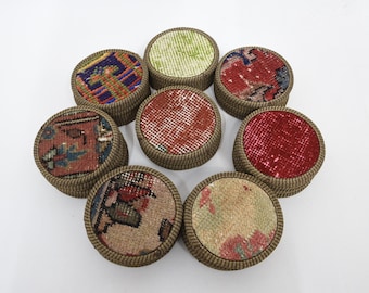 Woven Coaster, Ethnic Coaster Set, Wholesale Kilim Coaster, Washable Coaster, 5x5 inches, Non Slip Coaster, Circle Coaster, Gift For Her,
