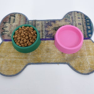 Feeding Pad, Kilim Animal Pad, Dog Food Pad, Blue Pad, Rug Pad, Pet Lover Gift Pad, Washable Mat, Natural Mat, Traditional Mat, 125
