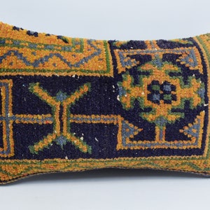 Kilim Pillows, Home Decor Pillow, Kilim Pillow Covers, 12x20 Blue Cushion Case, Rug Pillow Covers, Crochet Pattern Pillow Cover, 1895 image 1